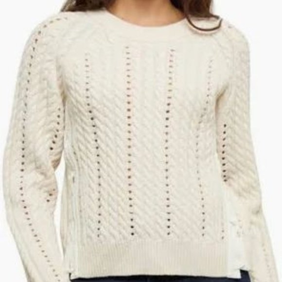 NWT Derek Lam 10 Crosby Atiana side Lace-Up Wool Cable Sweater Size X-Sm… - Picture 2 of 9